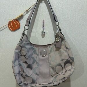 Coach Lavender and Gray Signature Shoulder Bag